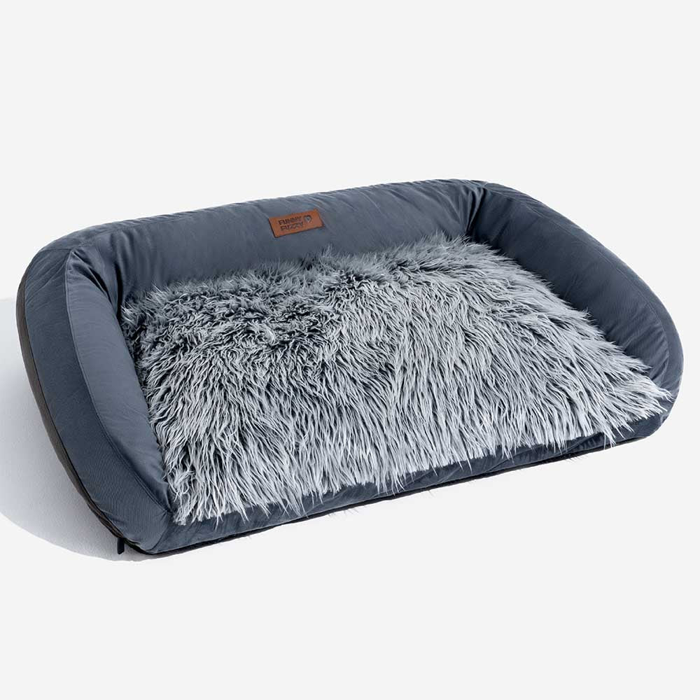 Large Washable Fluffy Cozy Bolster Dog Sofa Bed-Denim Cowboy - Image 15