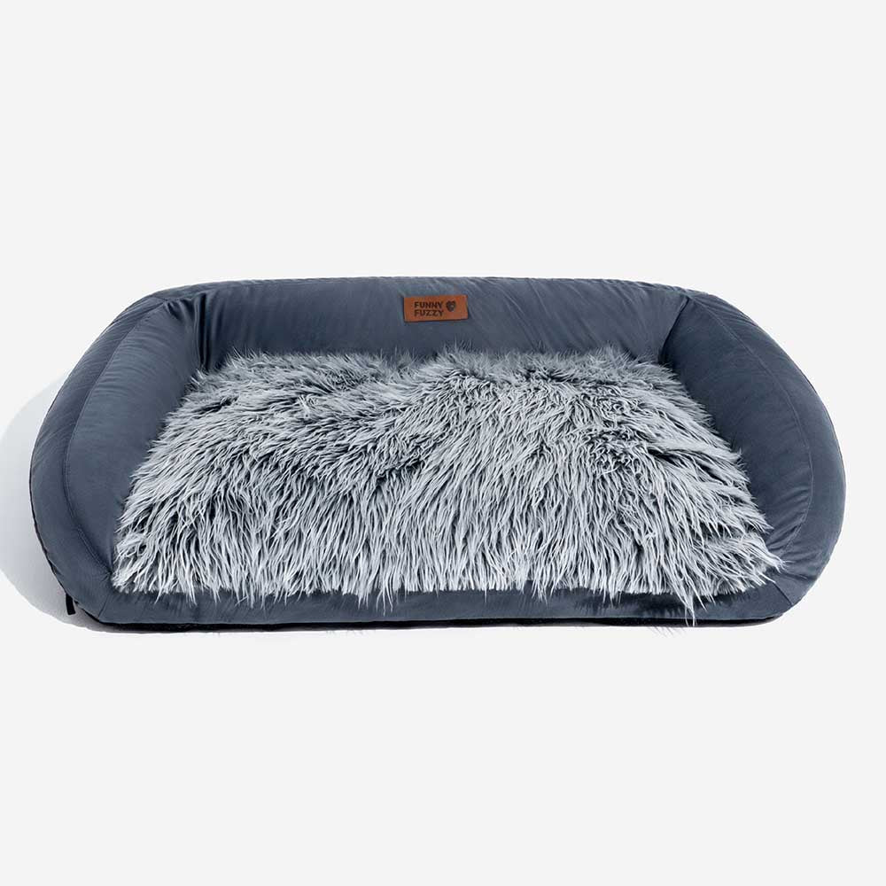 Large Washable Fluffy Cozy Bolster Dog Sofa Bed-Denim Cowboy - Image 16