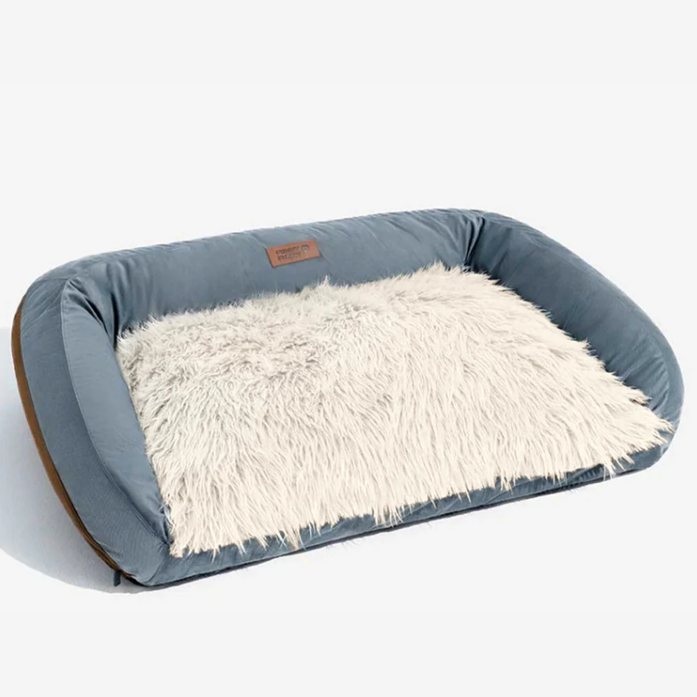 Large Washable Fluffy Cozy Bolster Dog Sofa Bed-Denim Cowboy - Image 17
