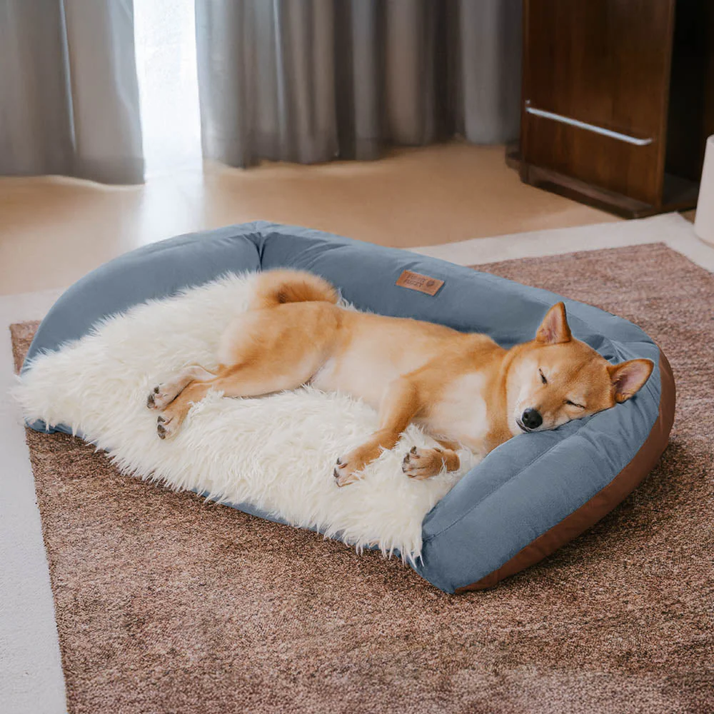 Large Washable Fluffy Cozy Bolster Dog Sofa Bed-Denim Cowboy - Image 3