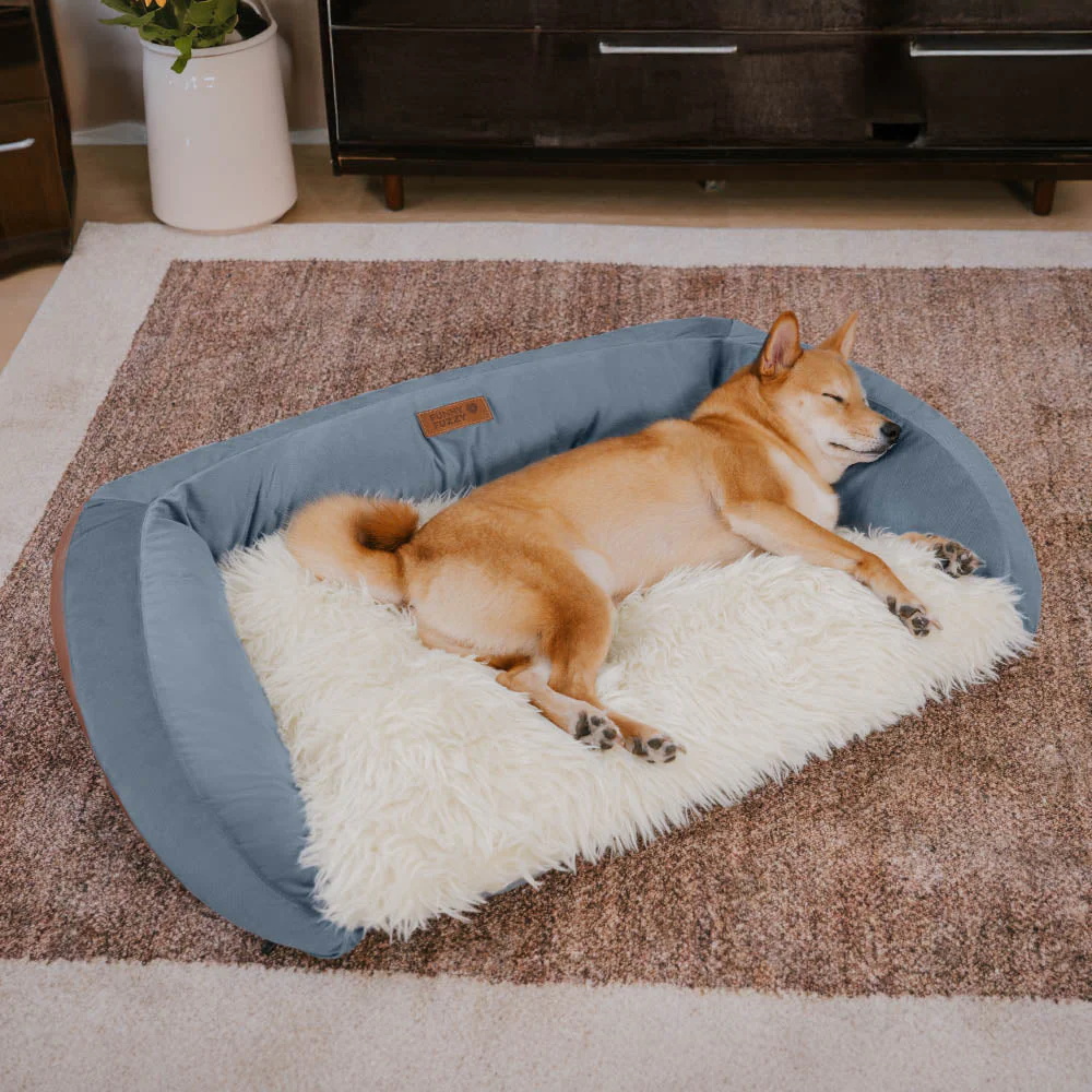 Large Washable Fluffy Cozy Bolster Dog Sofa Bed-Denim Cowboy - Image 5