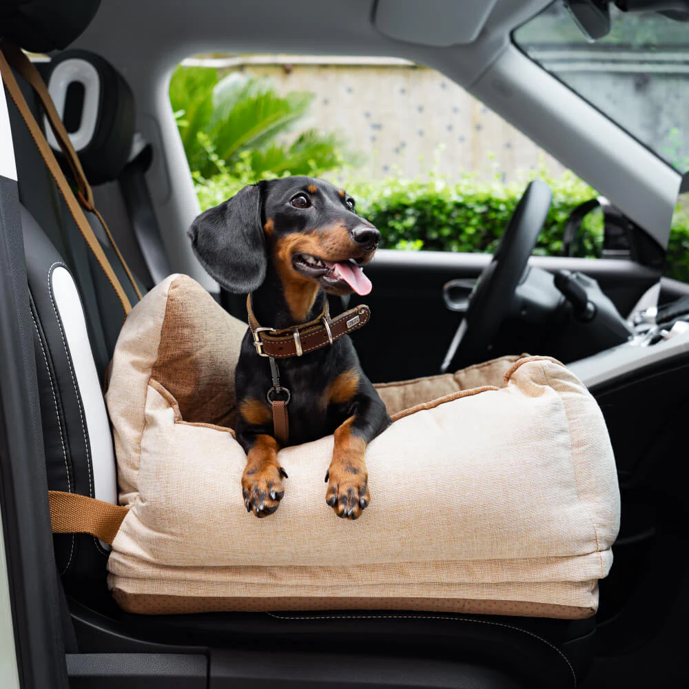 Light Coffee Waterproof Safety Dog Car Seat Bed - Image 2