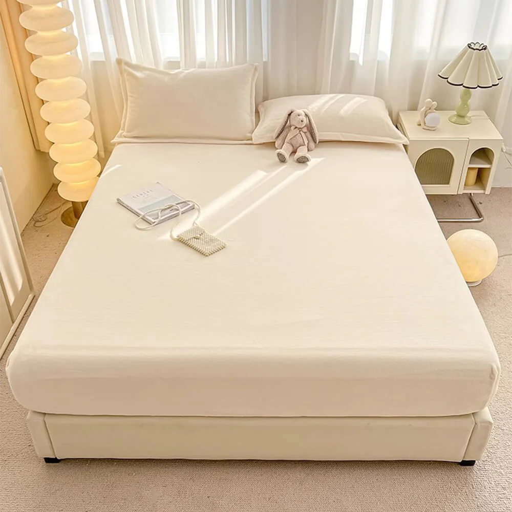 Milk Velvet Soft Fitted Sheet Mattress Cover - Image 2