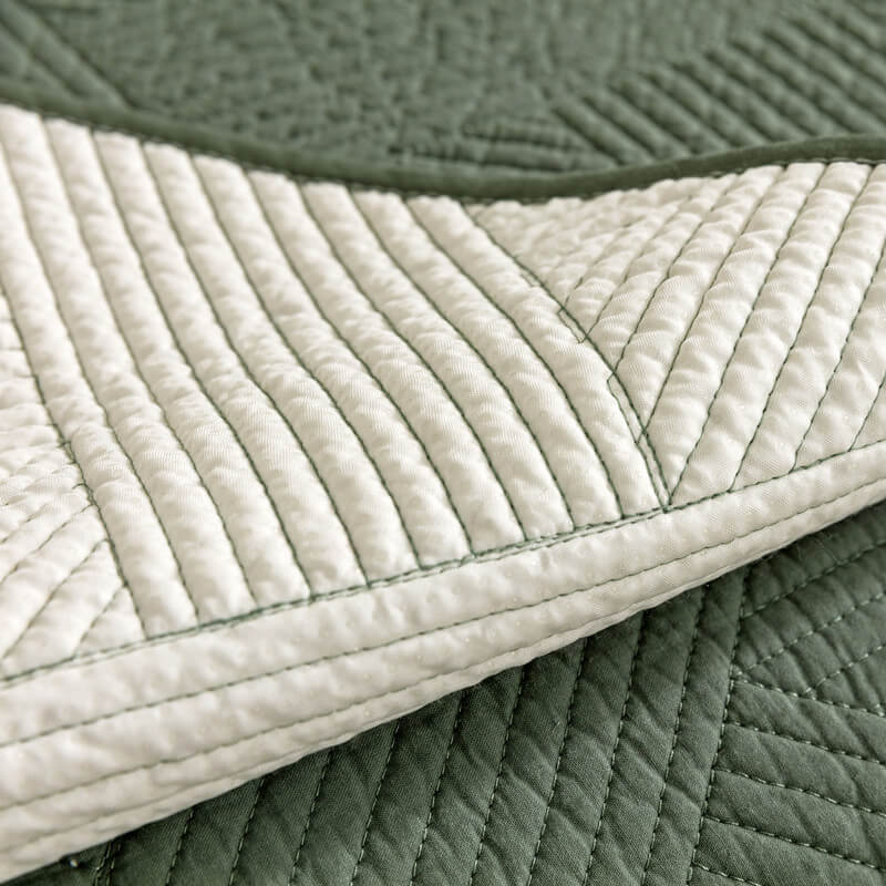 Minimalist All-Season Solid Cotton Geometric Quilted Anti-Slip Couch Cover - Image 4