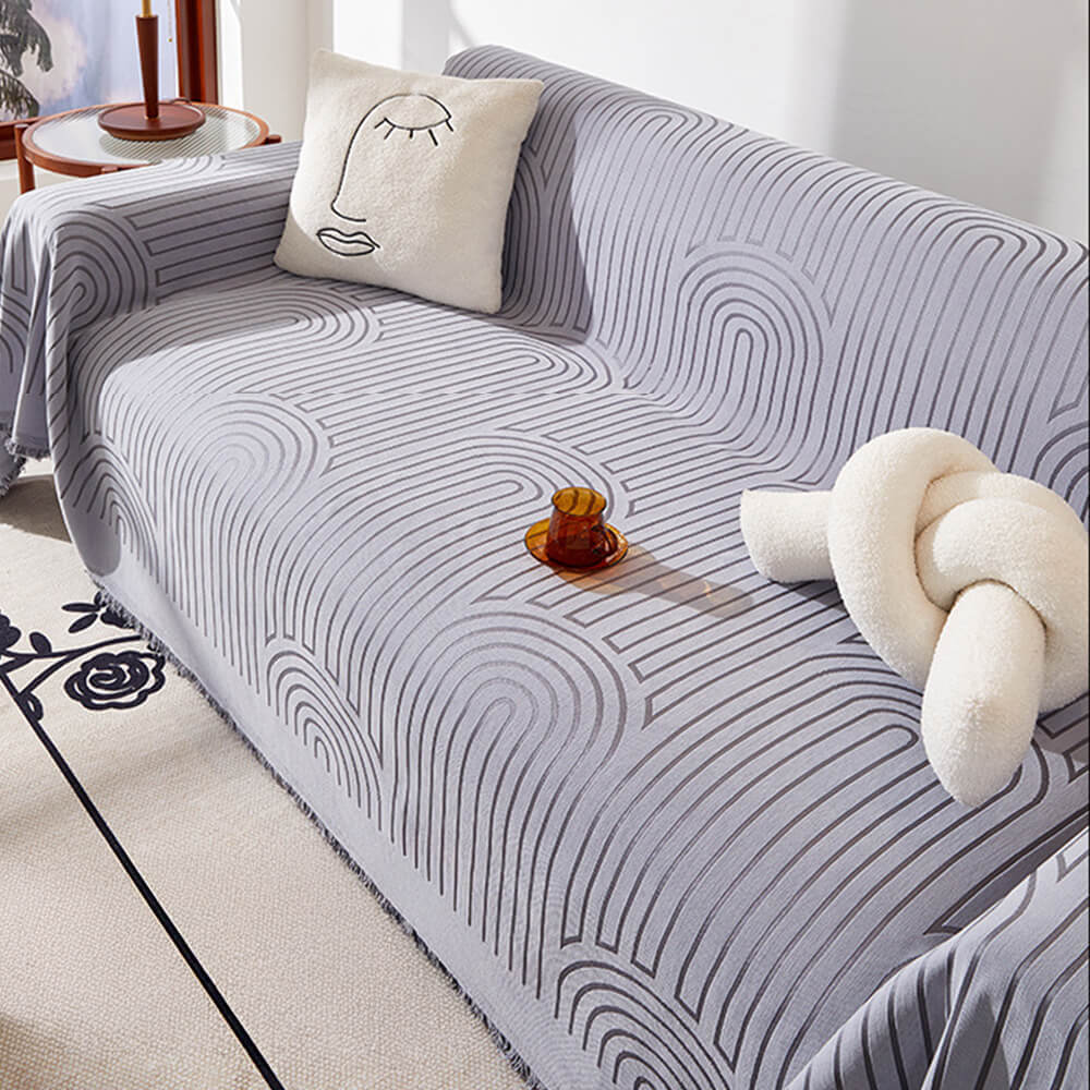 Minimalist Arch Motif Scratch-Resistant Chenille Throw Couch Cover - Image 10