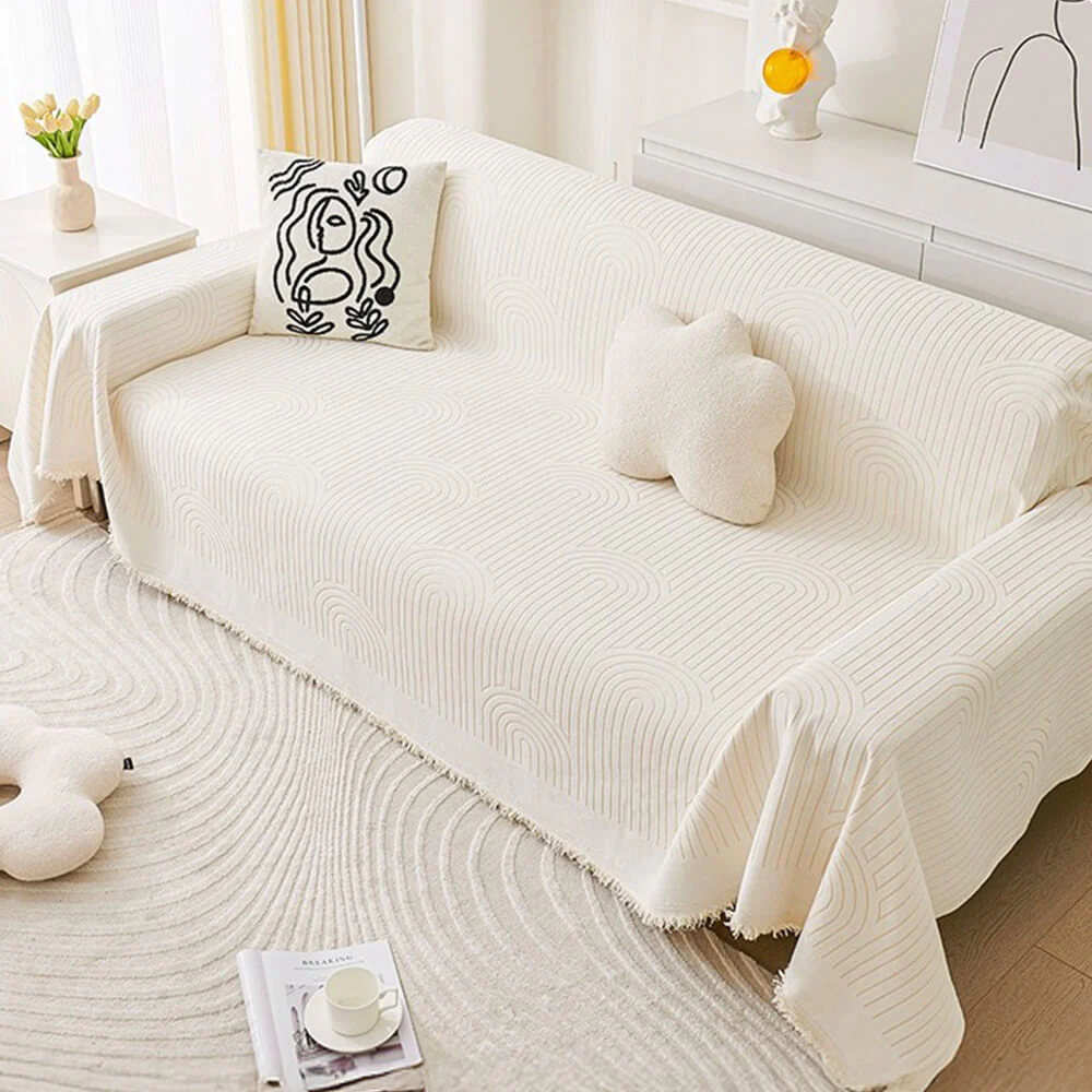 Minimalist Arch Motif Scratch-Resistant Chenille Throw Couch Cover - Image 11