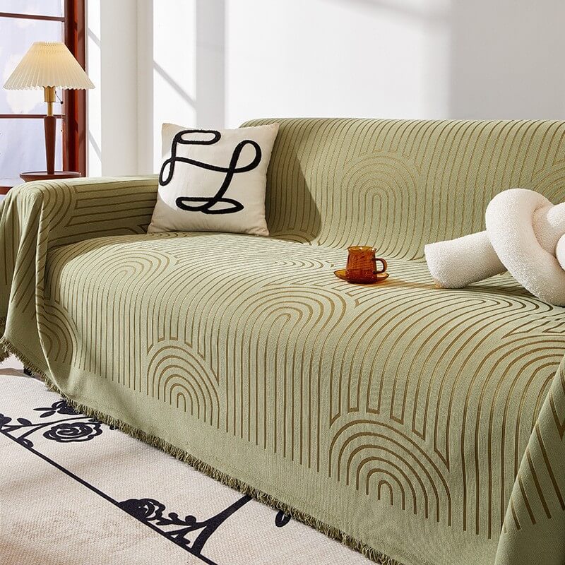 Minimalist Arch Motif Scratch-Resistant Chenille Throw Couch Cover - Image 12