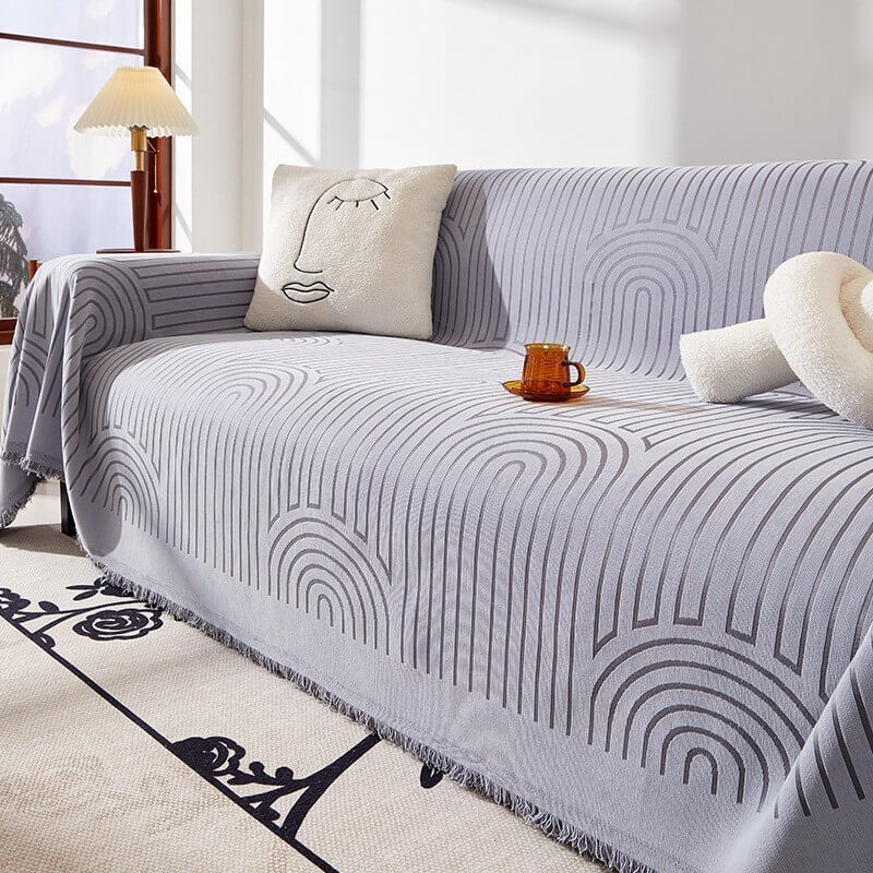 Minimalist Arch Motif Scratch-Resistant Chenille Throw Couch Cover - Image 13
