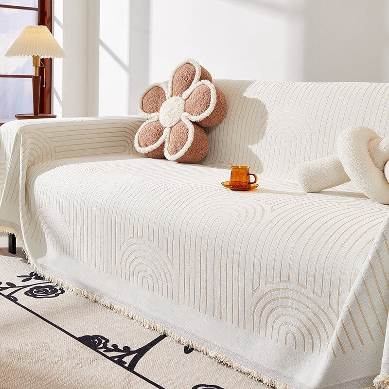 Minimalist Arch Motif Scratch-Resistant Chenille Throw Couch Cover - Image 14