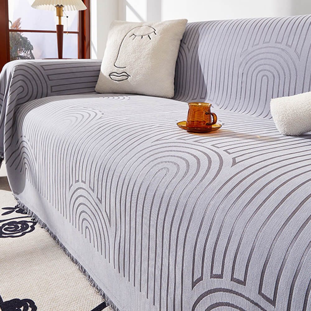 Minimalist Arch Motif Scratch-Resistant Chenille Throw Couch Cover - Image 9