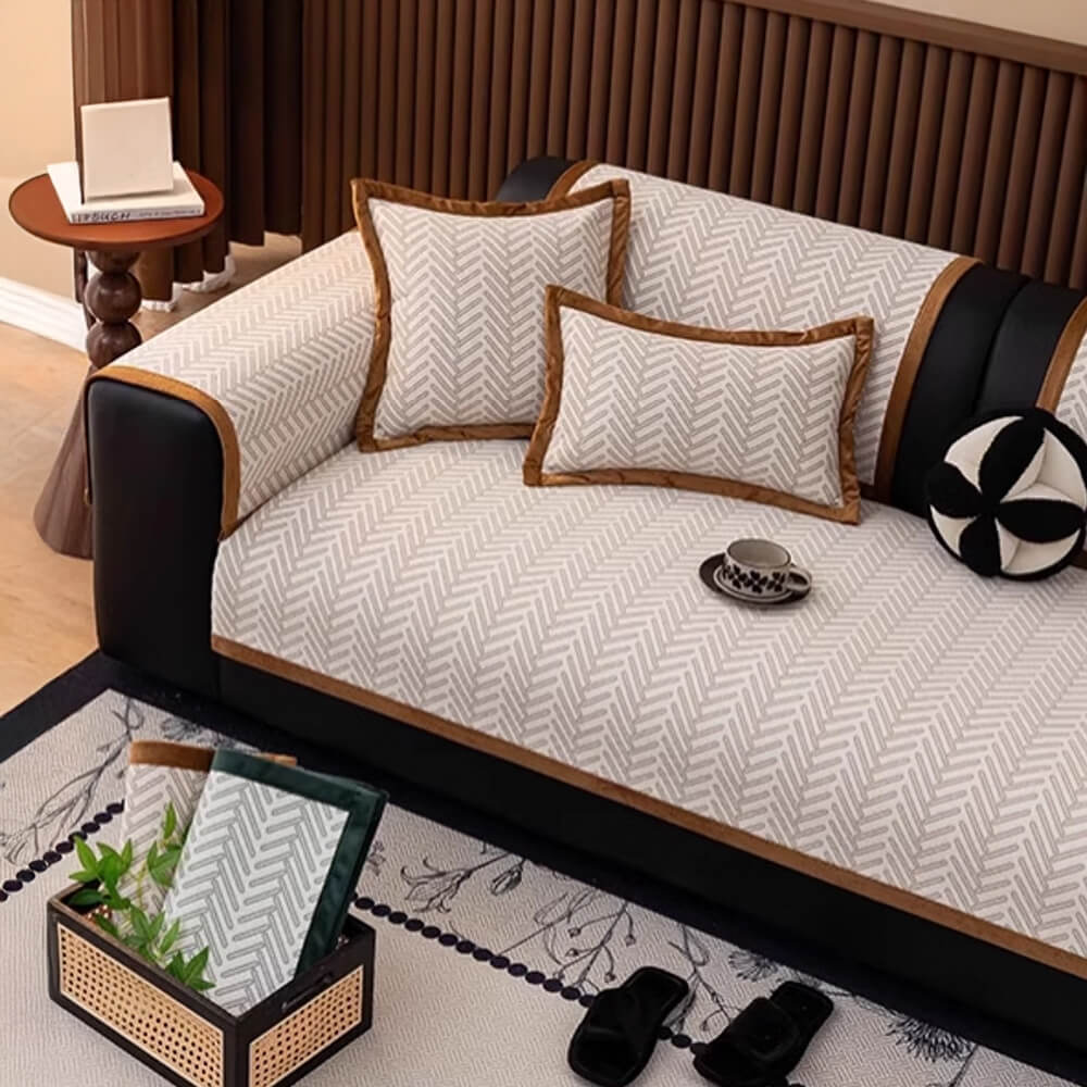 Modern Chic Herringbone Chenille Anti-scratch Non-Slip Couch Cover - Image 10