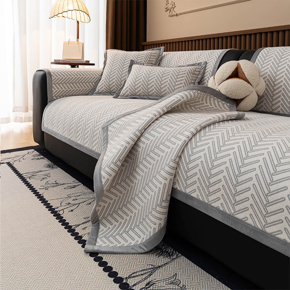 Modern Chic Herringbone Chenille Anti-scratch Non-Slip Couch Cover - Image 8