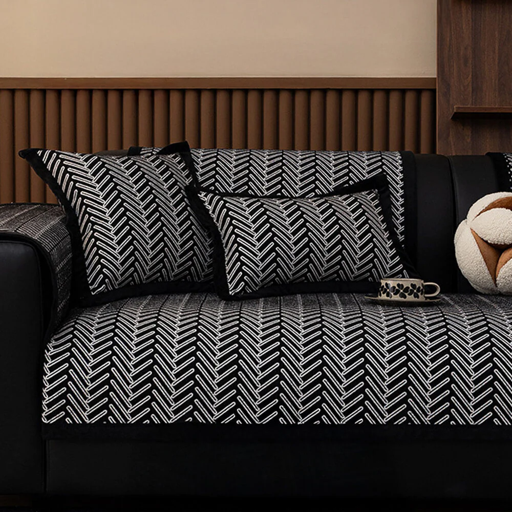 Modern Chic Herringbone Chenille Anti-scratch Non-Slip Couch Cover - Image 9