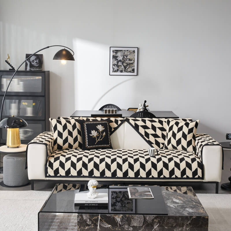 Modern Diamond Plush Sofa Decoration Non-Slip Couch Cover - Image 10