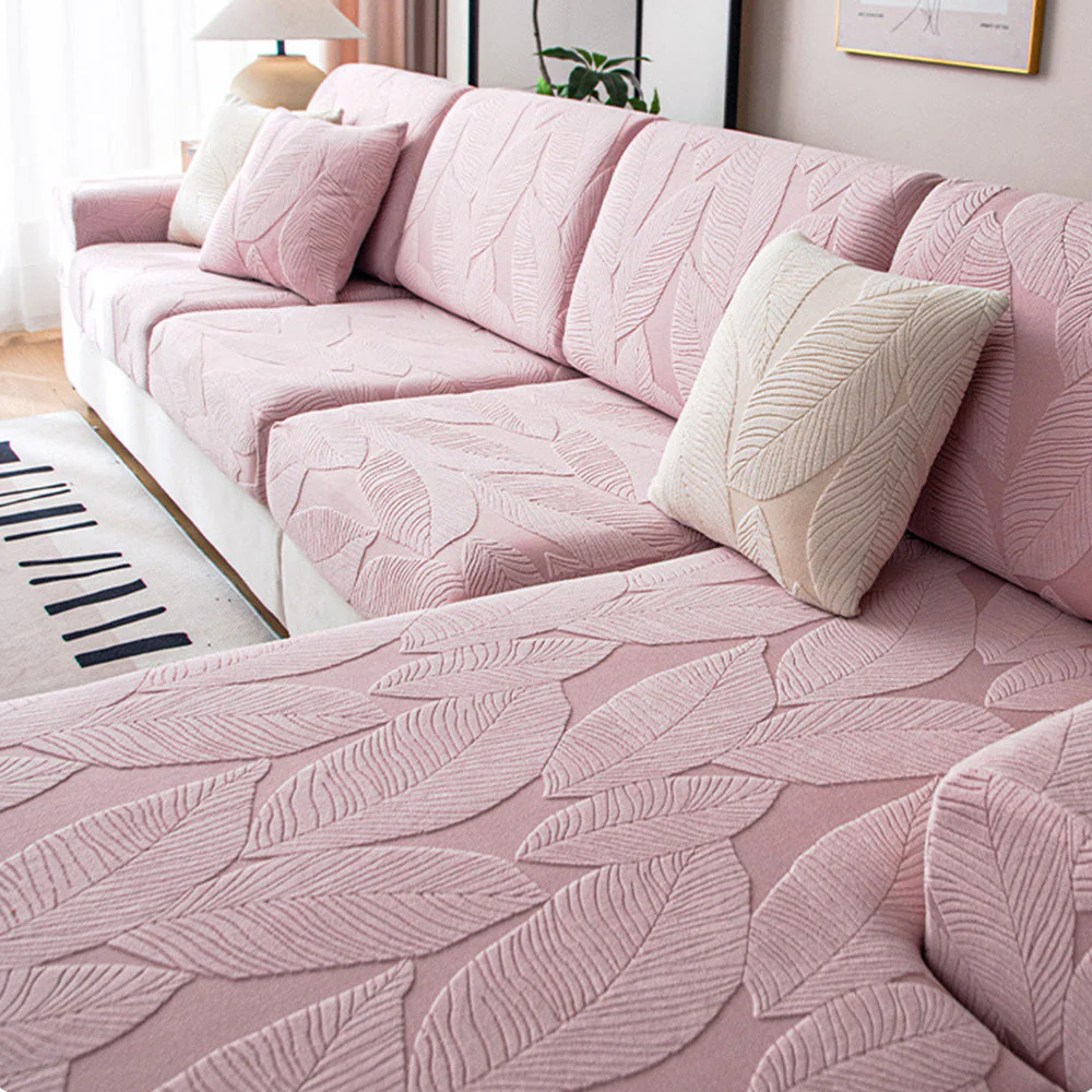 Modern Leaf Jacquard Water-Repellent Anti-Scratch Stretch Full Wrap Couch Cover - Image 15