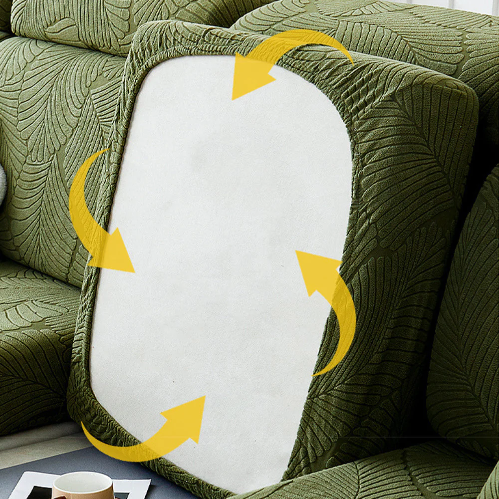 Modern Leaf Jacquard Water-Repellent Anti-Scratch Stretch Full Wrap Couch Cover - Image 7
