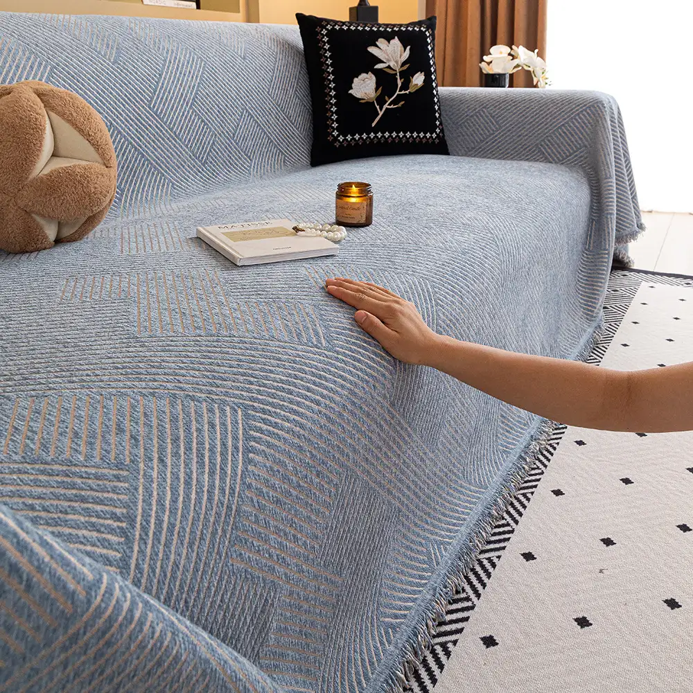 Modern Stripe Chenille Scratch-Resistant Sofa Protector Couch Cover - Image 10