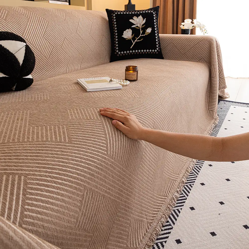 Modern Stripe Chenille Scratch-Resistant Sofa Protector Couch Cover - Image 12