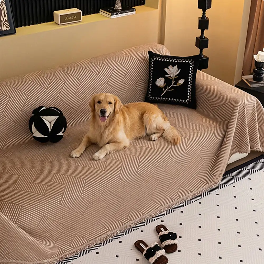 Modern Stripe Chenille Scratch-Resistant Sofa Protector Couch Cover - Image 13