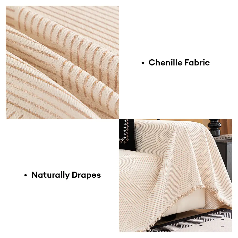 Modern Stripe Chenille Scratch-Resistant Sofa Protector Couch Cover - Image 4