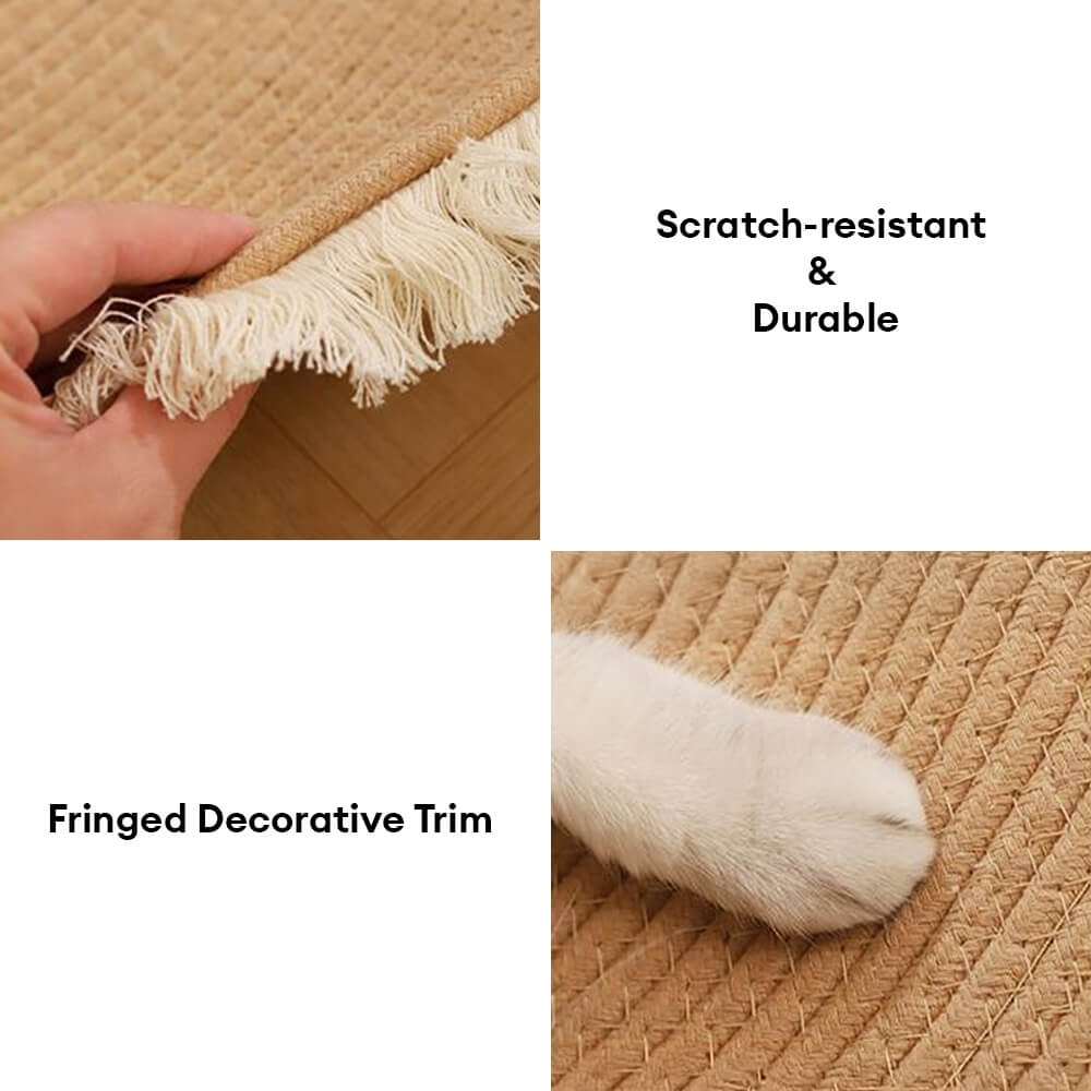 Nordic Handwoven Durable Cat Scratch Mat Rug with Fringe - Image 4