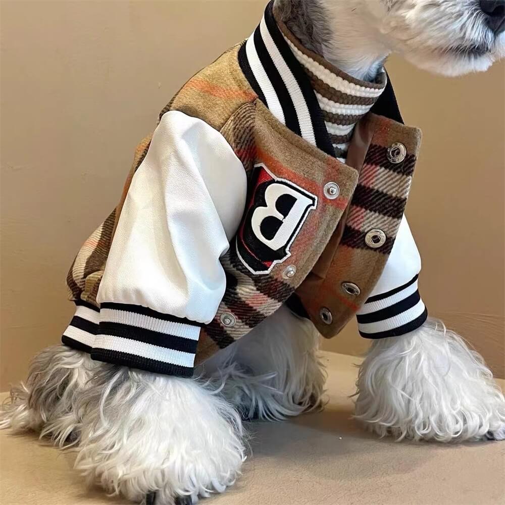 Plaid Baseball Dog Jacket – Sporty and Stylish Outerwear for Dogs - Image 3