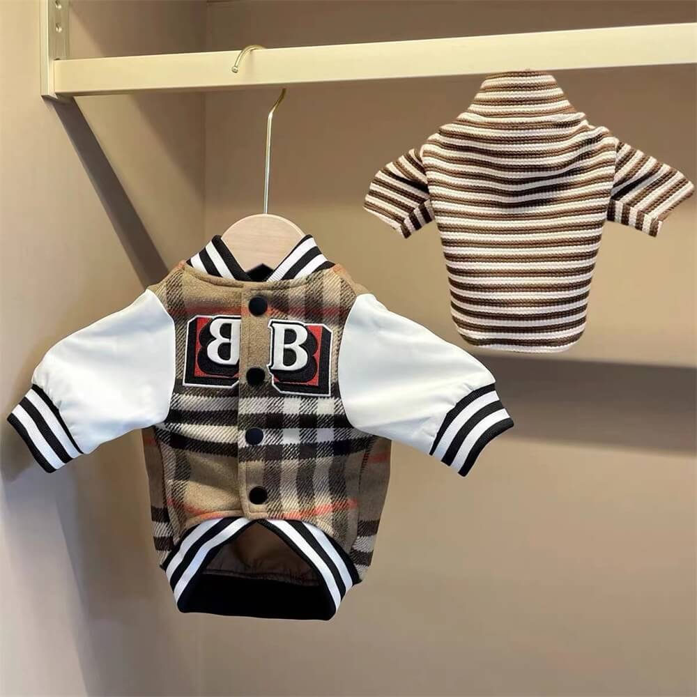 Plaid Baseball Dog Jacket – Sporty and Stylish Outerwear for Dogs - Image 4