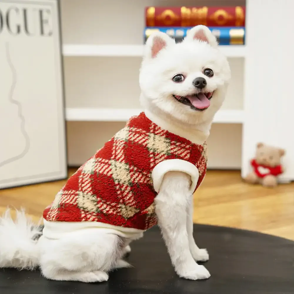 Plaid Comfortable Warm Plush Dog Sweater Suitable For All Breeds of Dogs - Image 15