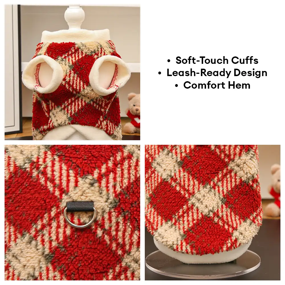 Plaid Comfortable Warm Plush Dog Sweater Suitable For All Breeds of Dogs - Image 8