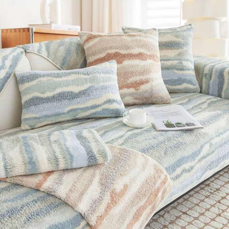 Plush Cream Comfort Furniture Protective Mat Couch Cover - Image 3