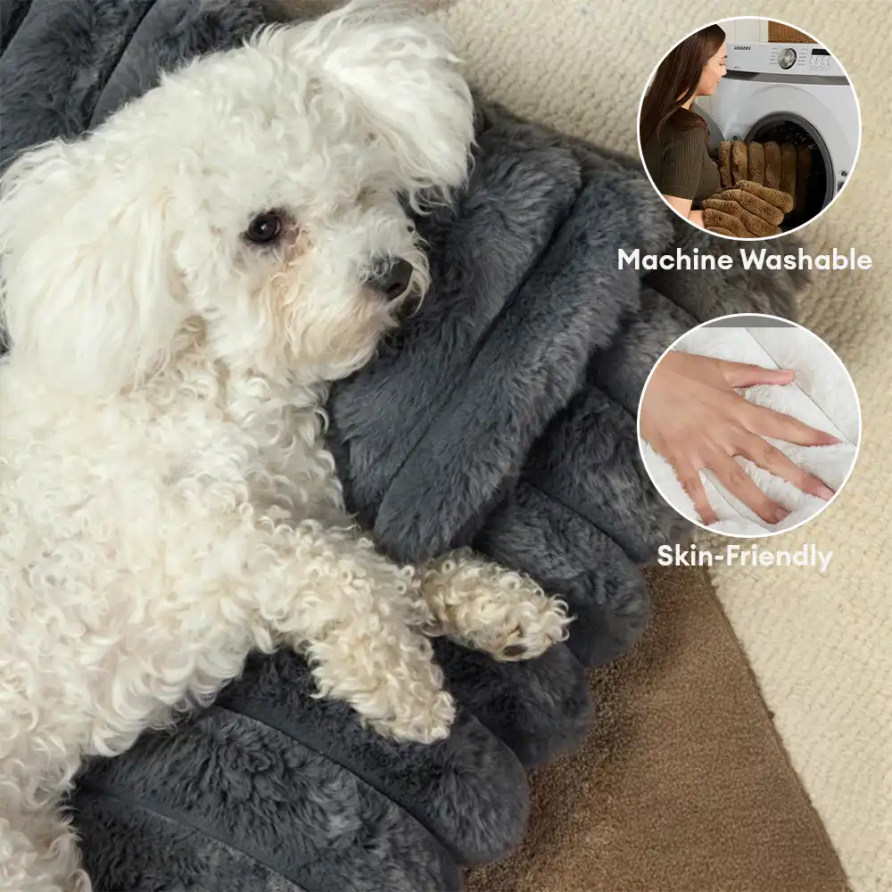 Plush Fluffy Thick Comfort Calming Dog Bed with Pillow - Image 2
