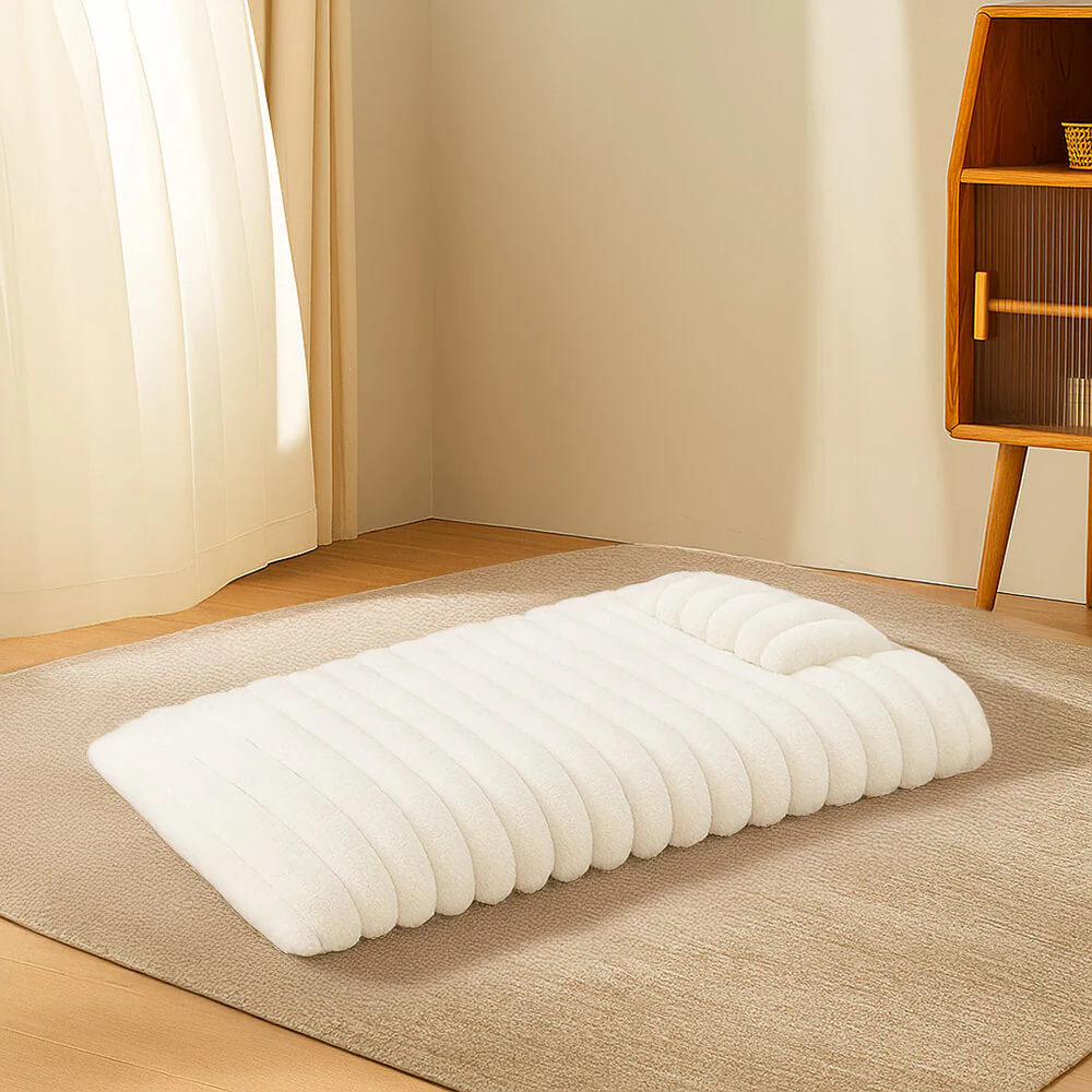 Plush Fluffy Thick Comfort Calming Dog Bed with Pillow - Image 5