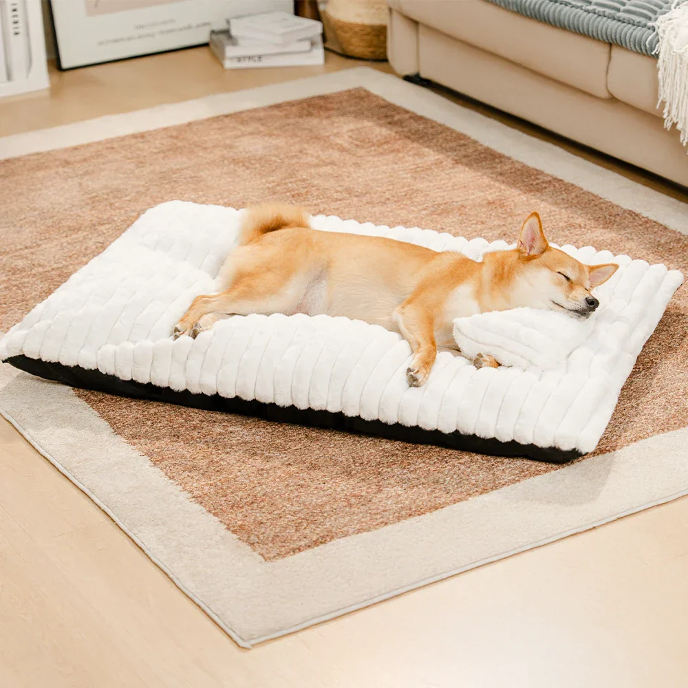 Plush Fluffy Thick Comfort Calming Dog Bed with Pillow - Image 6