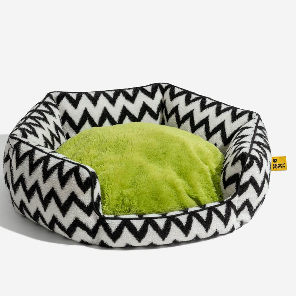 Plush Retreat Chevron Cat Bed-The Warm Hugger - Image 10