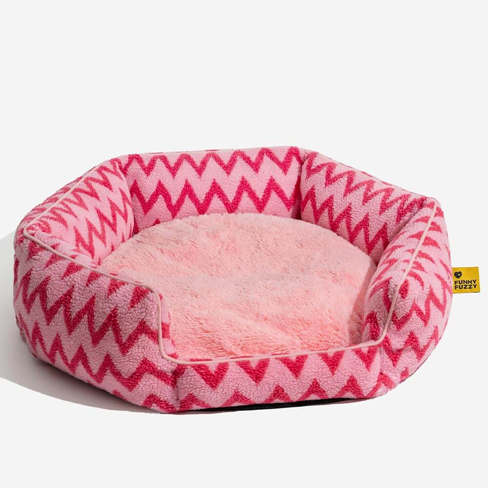 Plush Retreat Chevron Cat Bed-The Warm Hugger - Image 12