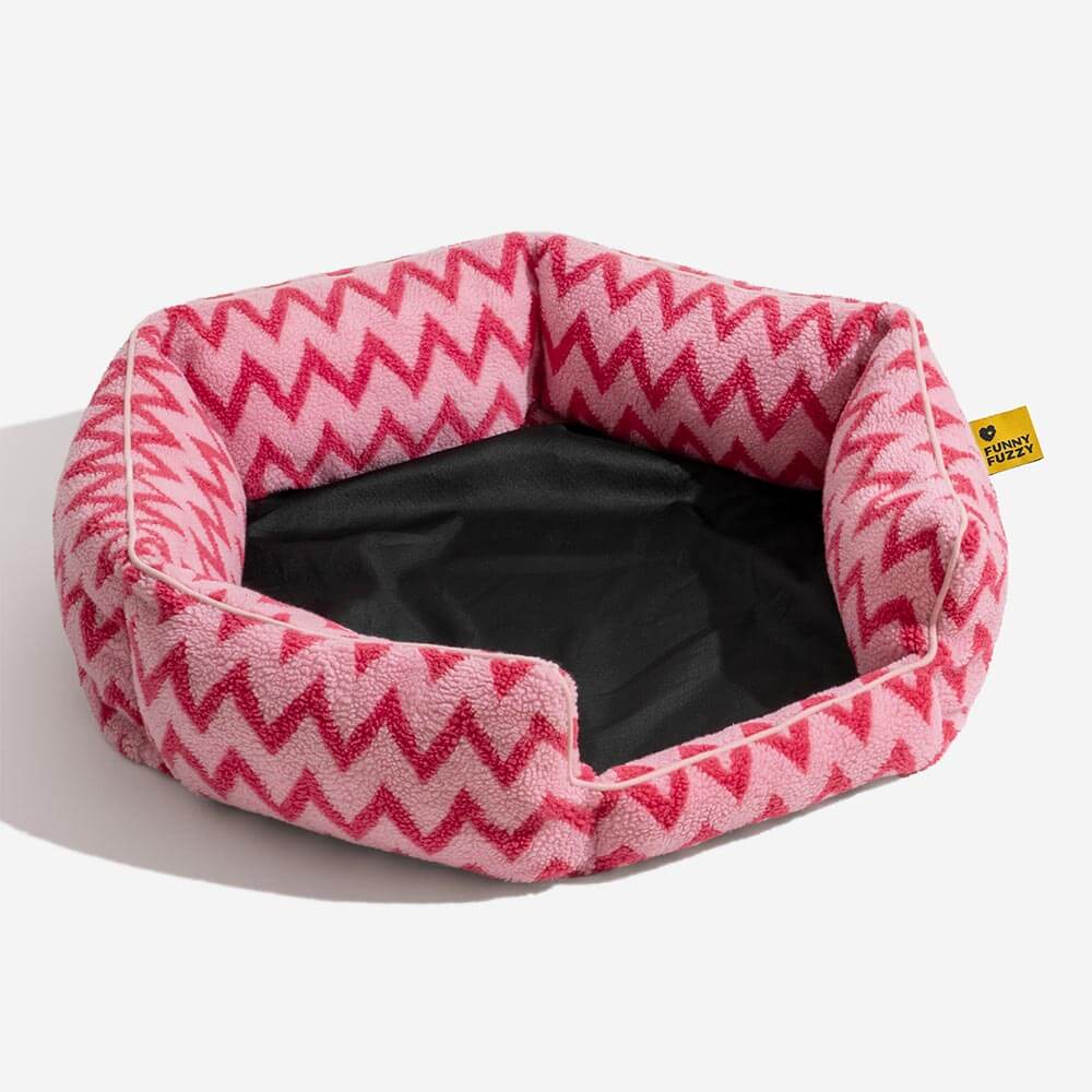 Plush Retreat Chevron Cat Bed-The Warm Hugger - Image 13