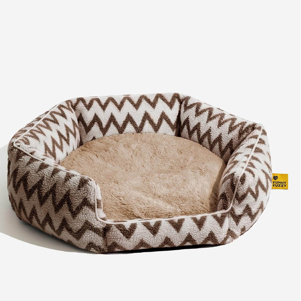 Plush Retreat Chevron Cat Bed-The Warm Hugger - Image 14
