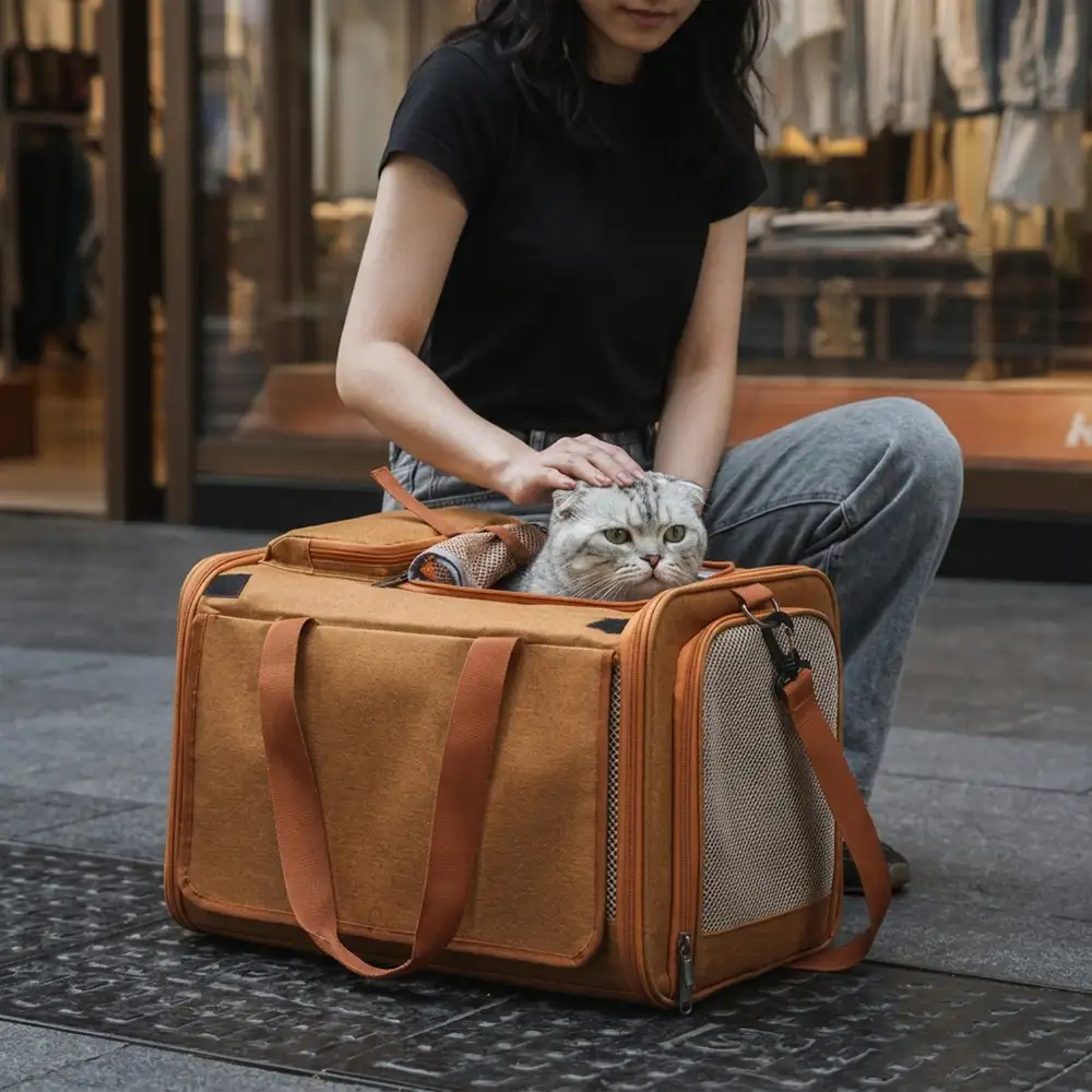 Portable Breathable Large-Capacity Expandable Multi-Functional Cat Airline Approved Carrier Bag - Image 2