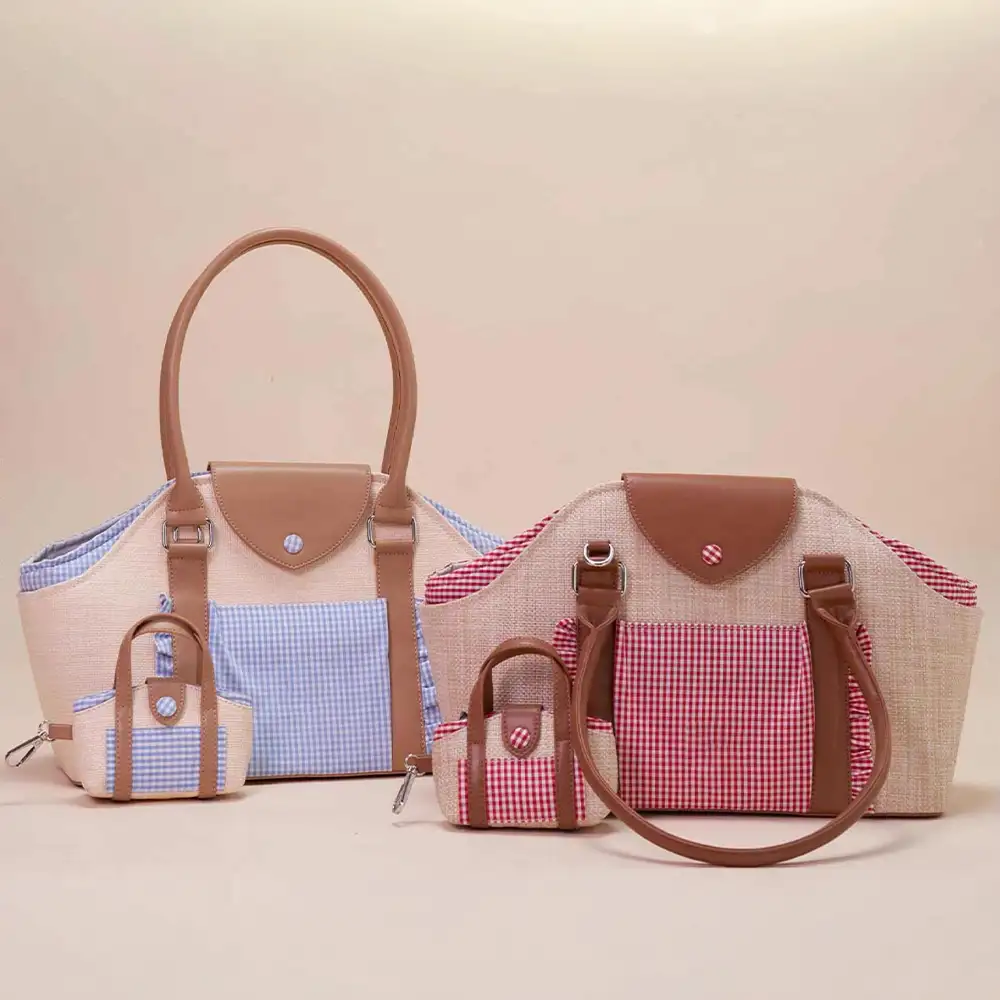 Portable Faux Woven Water-Repellent Pet Carrier Bag with Poop Bag Dispenser - Image 4