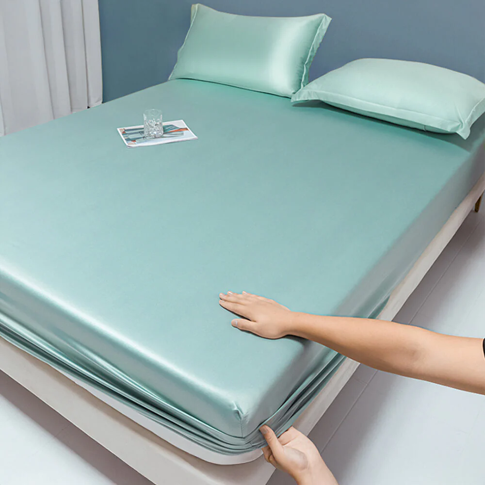 Premium Solid Color Silky Cooling 100s Lyocell Fitted Sheet Mattress Cover - Image 10