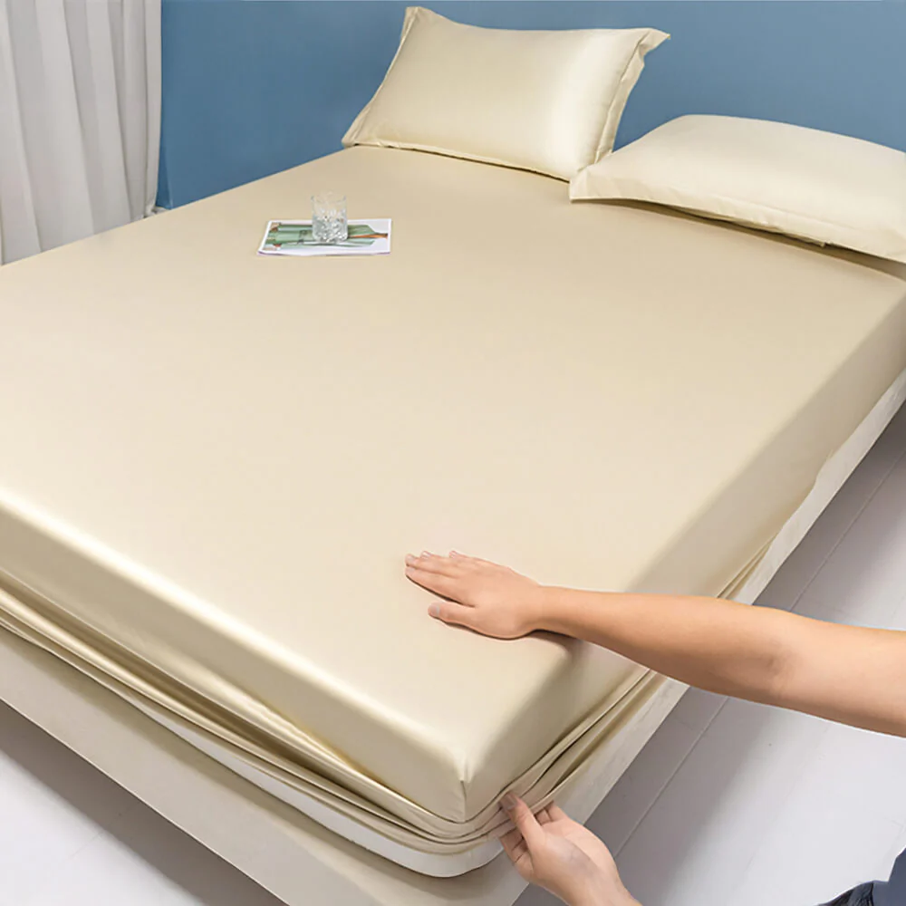 Premium Solid Color Silky Cooling 100s Lyocell Fitted Sheet Mattress Cover - Image 11