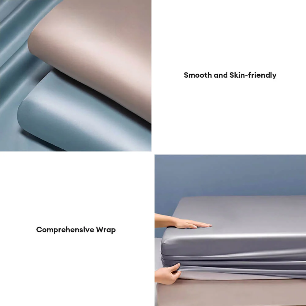 Premium Solid Color Silky Cooling 100s Lyocell Fitted Sheet Mattress Cover - Image 4