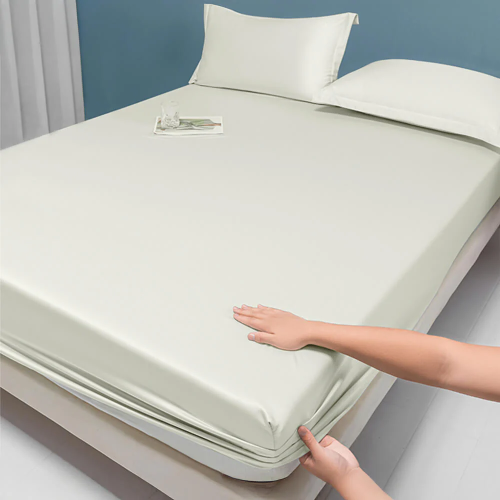Premium Solid Color Silky Cooling 100s Lyocell Fitted Sheet Mattress Cover - Image 9