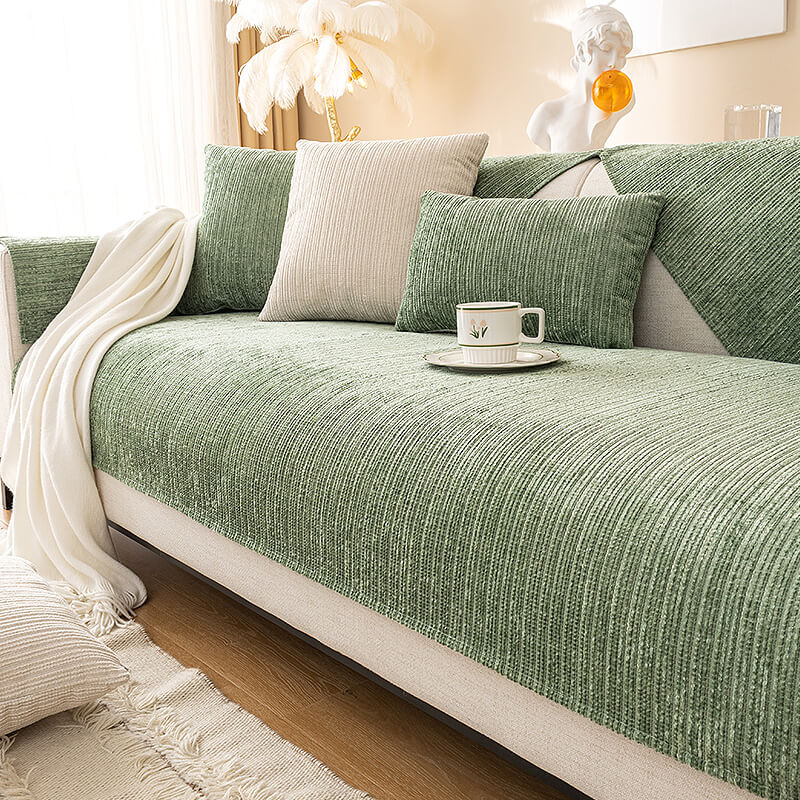 Simple Solid Color Chenille Scratch-resistant Protective Couch Cover - Image 2