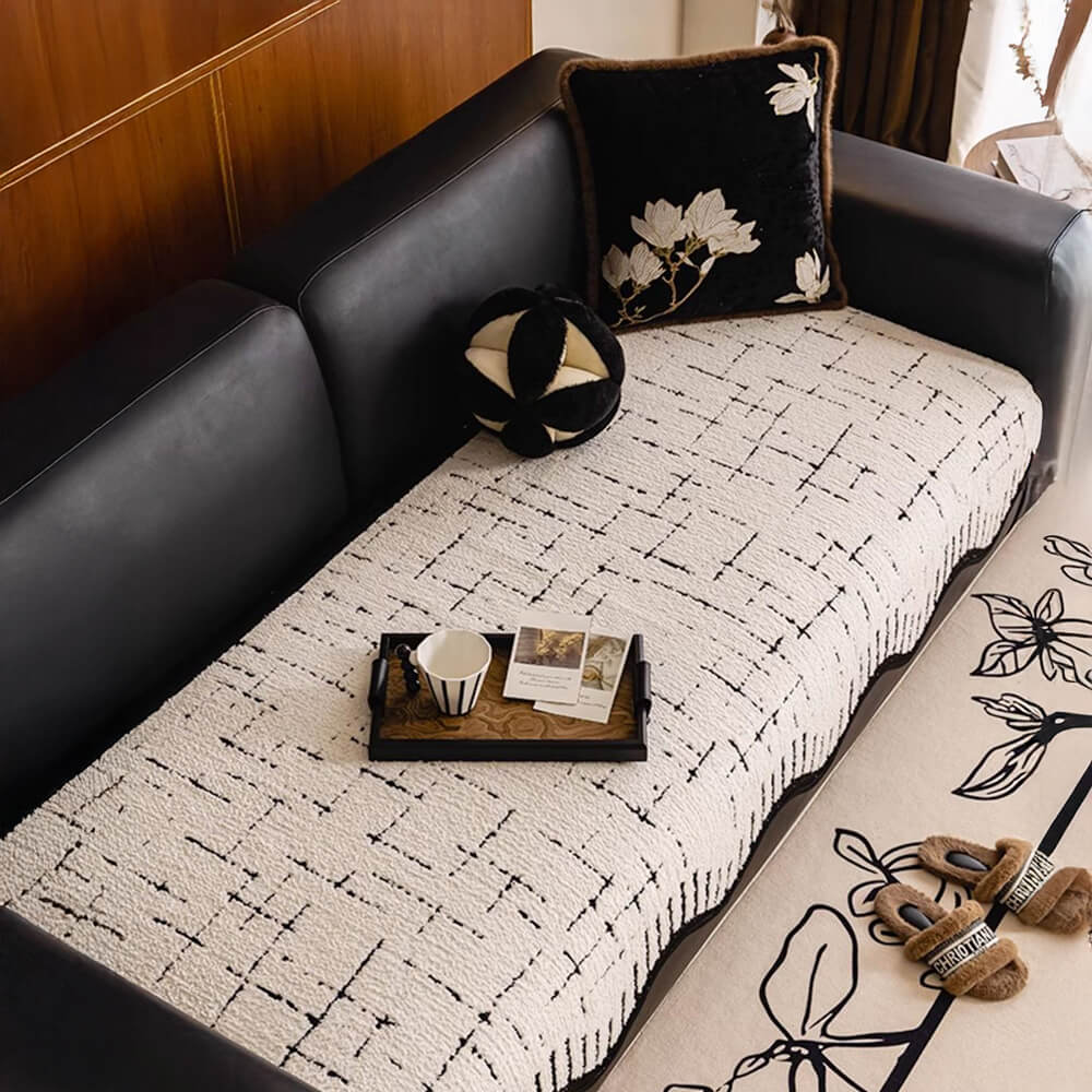 Soft Thickened Plush Couch Cover with Irregular Wave Edges - Image 11