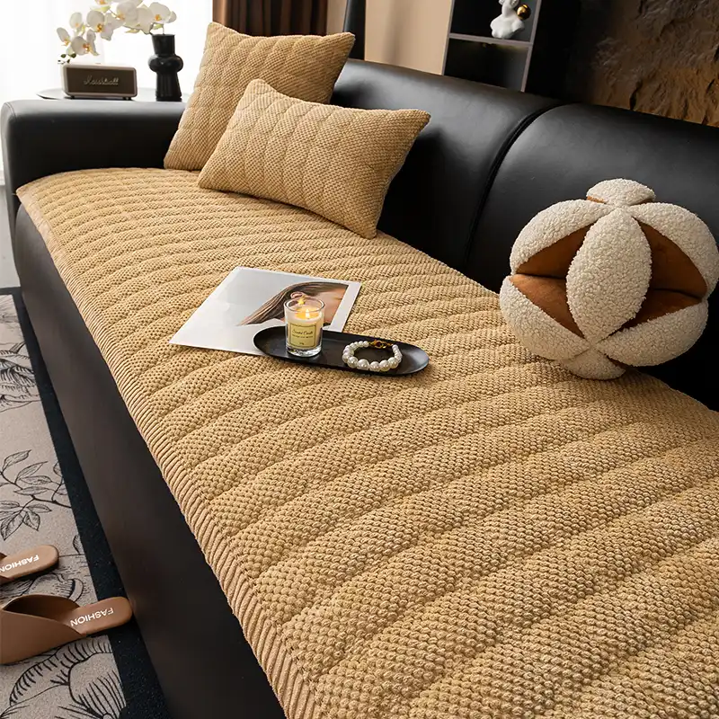 Square Corduroy Anti-Scratch Fabric Pet Friendly Non-Slip Couch Cover - Image 2