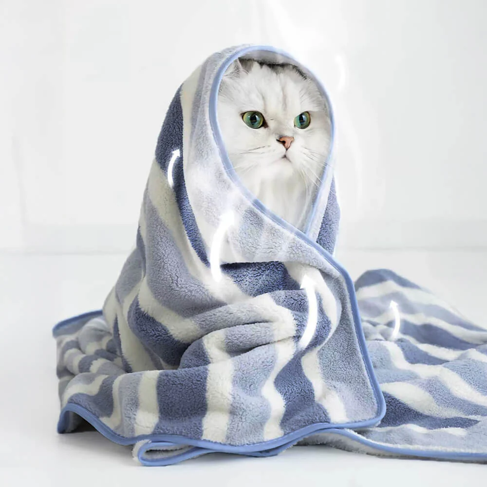 Striped Absorbent Drying Thickened Soft Dog & Cat Bath Towel - Image 3