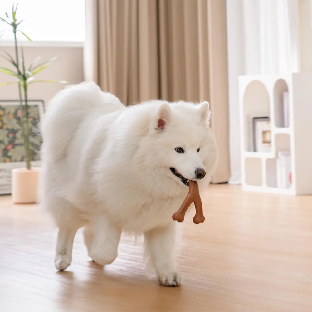 Teething Bones Dog Chew Toy - Bacon-Flavored - Image 3