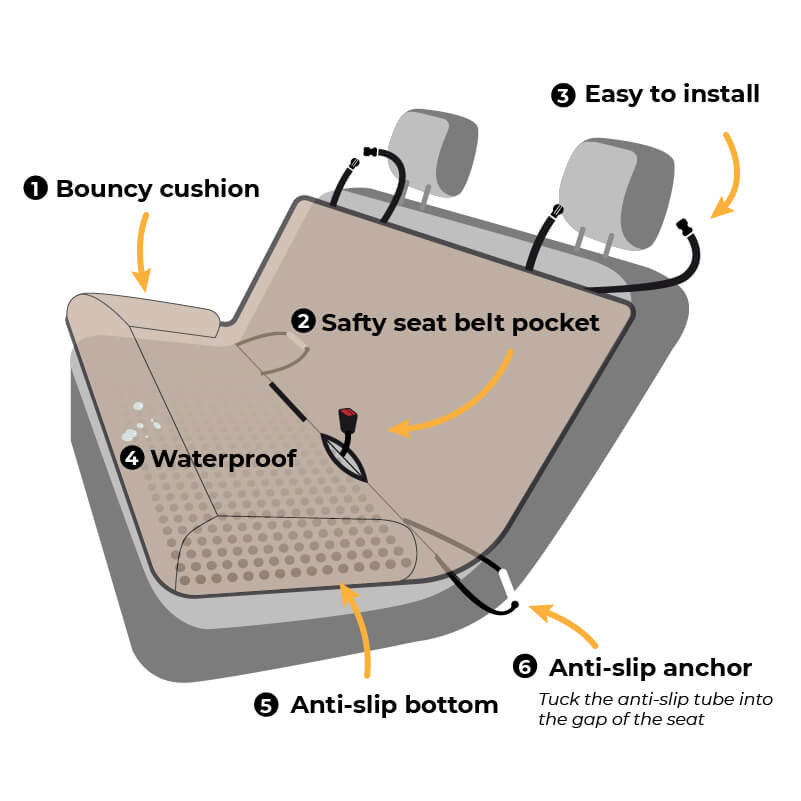 Travel Bolster Safety Back Seat Large Dog Car Seat Bed - Chessboard Lounge - Image 18