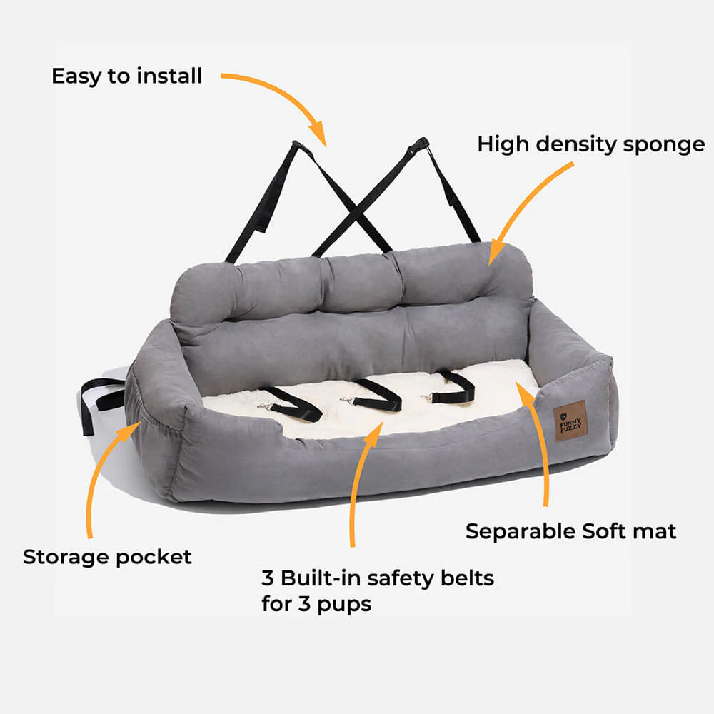 Travel Bolster Safety Medium Large Dog Car Back Seat Beds - Image 9